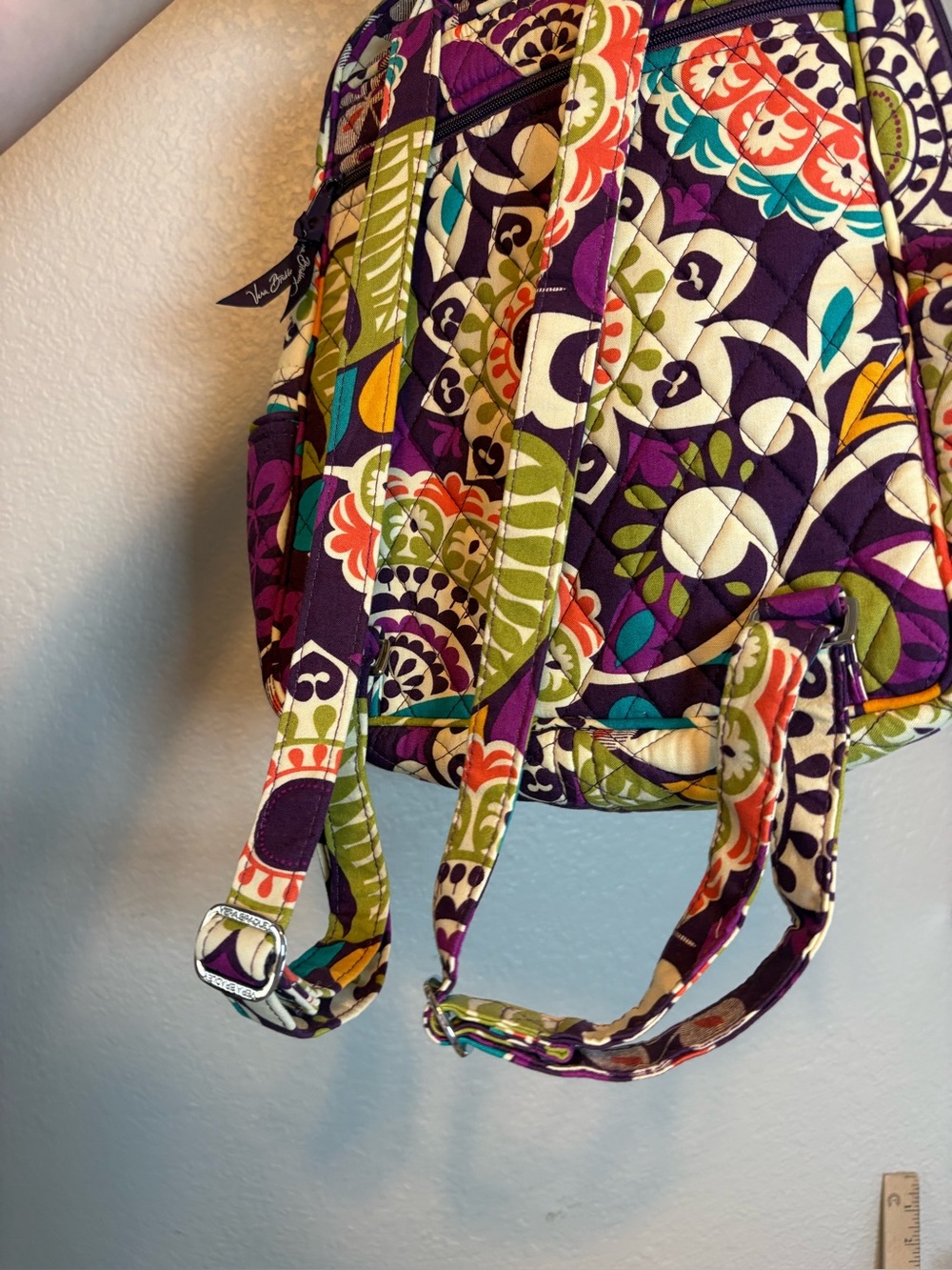 Vera Bradley Backpack Plum Crazy Adjustable Strap School Travel NWT - Picture 4 of 10